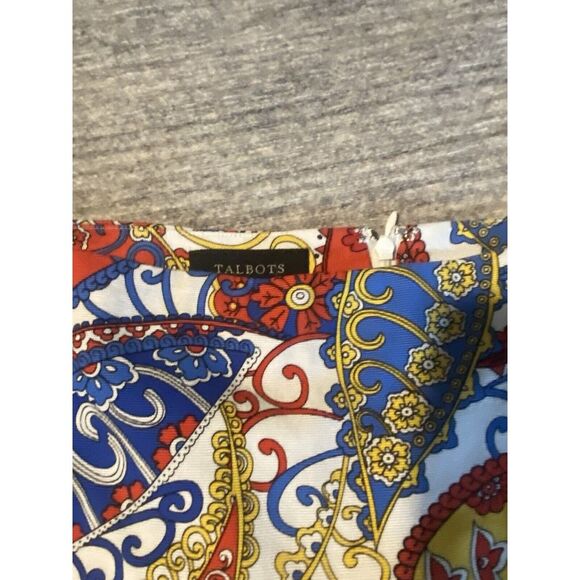 Talbots Womens Red Blue Floral Paisley Pattern Pencil Skirt Size 12 Business - Picture 3 of 4